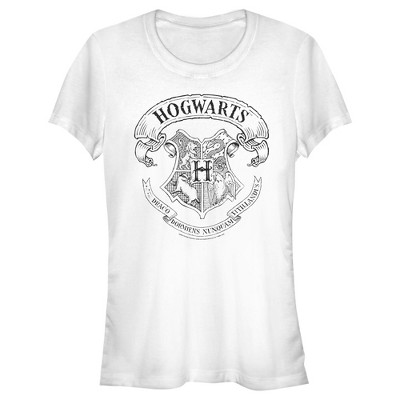 Junior\'s Harry Potter Hogwarts 4 House Crest T-shirt - White - 2x Large :  Target