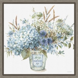 Amanti Art Bohemian Blue 02B (Floral Vase) by Lisa Audit Canvas Wall Art Print Framed 16 x 16-in. - 1 of 4