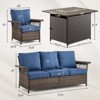 Belord 4-Piece Outdoor Patio Furniture Set with 50,000 BTU Fire Pit Table, Outdoor Sofa and Chairs for Backyard, Deck, or Garden - 2 of 4