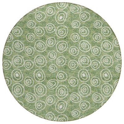 Green And Ivory Geometric Washable Indoor Outdoor Area Rug