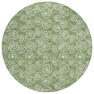 Green And Ivory Geometric Washable Indoor Outdoor Area Rug - 1 of 4