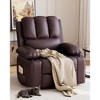 GustoWave Oversized Manual Recliner Sofa 135°, Reclining Chair Faux PU Leather Sofa with 2 Cup Holders and Side Pockets - 3 of 4