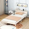 Streamdale Modern Design Twin Size Platform Bed Frame with Built-in USB Ports for White Washed Color - 2 of 4