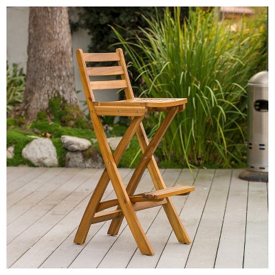 Natural Eucalyptus Wood Foldable Outdoor Bar Stool