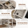 End Table with Charging Station, 3-Tier Narrow Side Table with Drawer Storage End Table Wood - 4 of 4