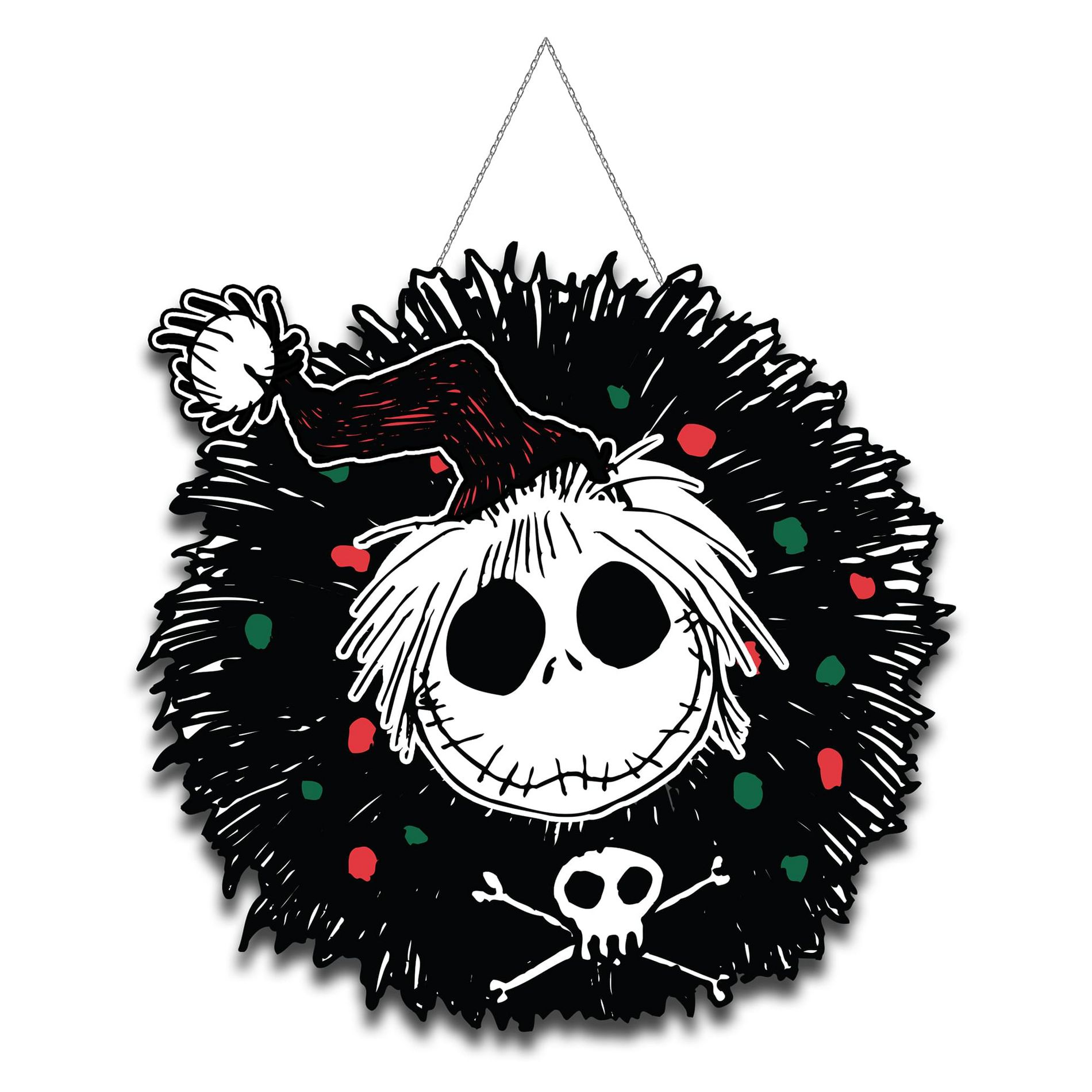 Silver Buffalo Nightmare Before Christmas Jack Wreath Hanging MDF Wall Art
