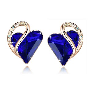 Leafael 18K Rose Gold Plated Love Heart Stud Earrings with Healing Stone Crystal Jewelry Gifts for Women - 1 of 4