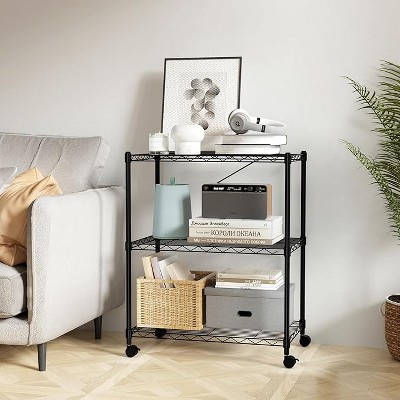 Vynxaria 3-Tier Heavy Duty Storage Shelves 750Lb Capacity, 24.02" D x 13.78" W x 31.98" H Shelving Unit for Pantry, Garage, Laundry and Kitchen, Black
