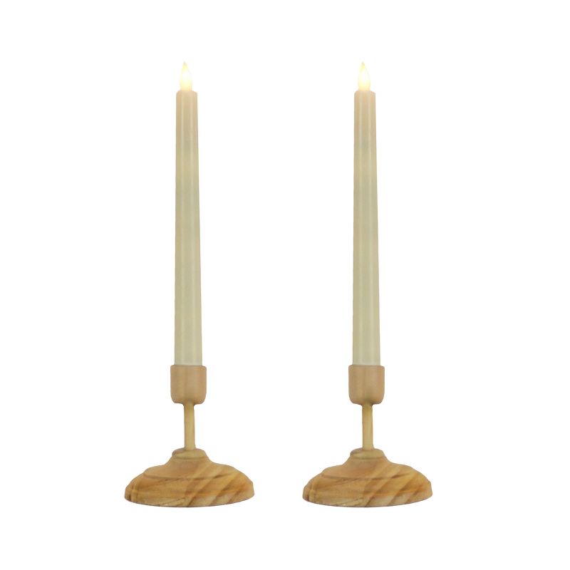 HGTV Battery Operated LED Christmas Candolier Warm White with Natural Base, Set of 2 - National Tree Company, 1 of 6