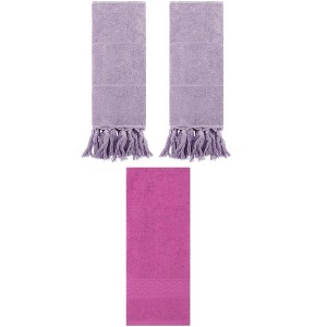 REGALWOVEN 3 Packs Solid Textured and Tassels Soft Absorbent Bathroom Hand Towel for Home Decor - 1 of 4