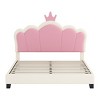 Princess Bed with Crown Headboard PU Upholstered Bed Frame for Girls Bedroom,Modern Cream Style-Maison Boucle - 3 of 4