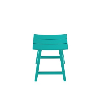 Turquoise HDPE Outdoor Counter Height Saddle Seat Stool Set