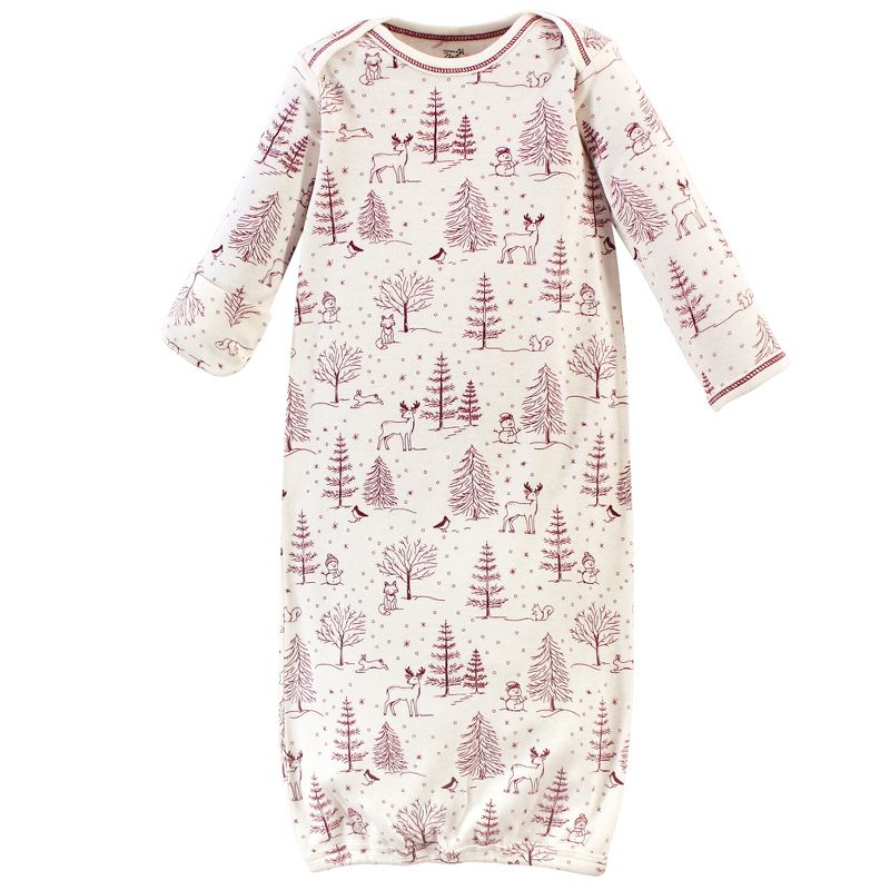 Touched by Nature Baby Organic Cotton Long-Sleeve Gowns 3pk, Winter Woodland, 4 of 6
