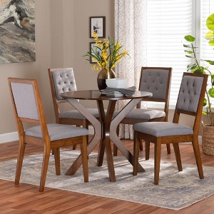 Baxton Studio Mana Modern Grey and Walnut Brown Wood 5-Piece Dining Set - 1 of 4