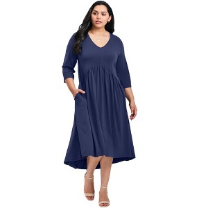 Avenue Women's Plus Size Valery V-Neckline Ity Jersey Dress - 1 of 4