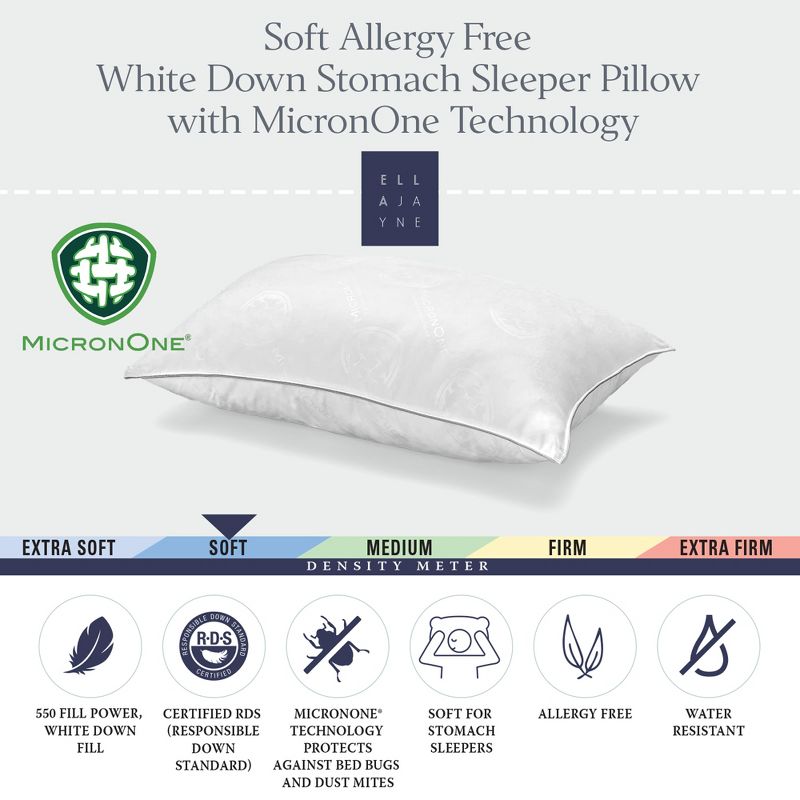 White Down Pillow, with MicronOne Dust Mite, Bedbug, and Allergen-Free Shell, 2 of 7
