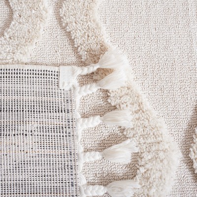 Ivory Diamond Pattern Hand-knotted Wool Area Rug