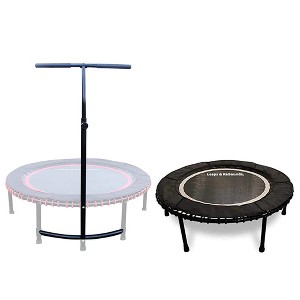 LEAPS & REBOUNDS 40" Adjustable Stability Bar Attachment with 40" Mini Fitness Trampoline and Home Gym Rebounder for Cardio Exercises, Gray - 1 of 4
