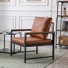 Faux Leather Accent Chair On Sale,Upholstered Accent Chair With Black Powder Coated Metal Frame,Single Sofa For Living Room-The Pop Home - 2 of 4