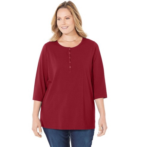 Catherines Women's Plus Size Suprema Snap-placket Tee - 0x, Rich ...