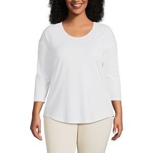 Lands' End Women's 3/4 Sleeve Lightweight Jersey U-Neck Tunic - 1 of 2