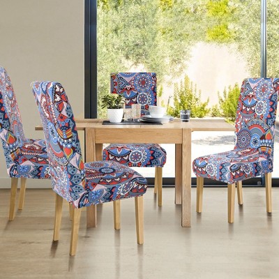 1 Pc Spandex Stretch Washable Dining Chair Slipcovers Multicolored  - PiccoCasa