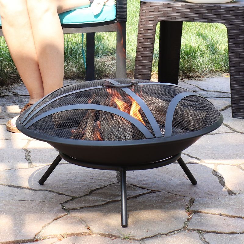 Sunnydaze Outdoor Replacement Steel Fire Pit Bowl with Spark Screen - Black, 3 of 11