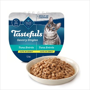 Blue Buffalo Tastefuls Savory Singles Adult Cuts In Gravy Wet Cat Food Tuna Entrée Perfectly Portioned Cups - 2.6oz - 1 of 4