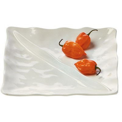 Formoso White Ceramic Square Divided Serving Dish, 10 inch