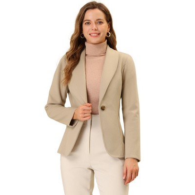 Allegra K Women's Shawl Collar Blazer One Button Business Jacket Coat