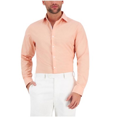 bar III Mens Stretch Button Down Dress Shirt, Orange, X-Large