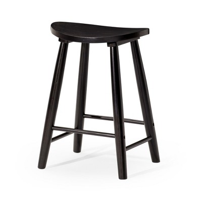 HomeRoots 25" Black Solid Wood Backless Counter Height Bar Chair