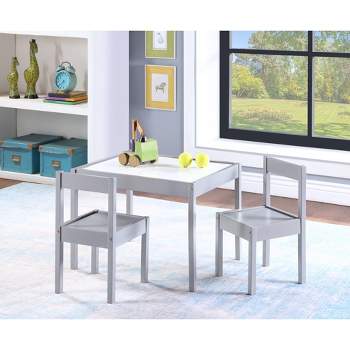 Olive & Opie Gibson Dry Erase Kids' Table and Chair Set - Gray - 3pc