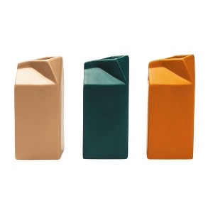 Transpac Small Dol Matte Milk Carton Vase Set of 3 Spring Home Decorations - 1 of 1