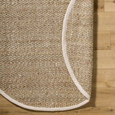 Dinah Tan and Light Beige Handmade Jute Rectangle Area Rug