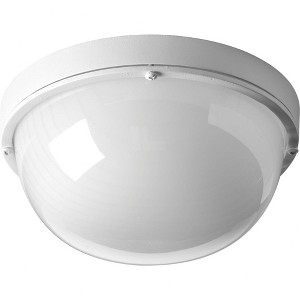 Progress Lighting Bulkheads 1-Light LED Wall/Ceiling Bulkhead, Aluminum, White Finish, Polycarbonate Diffuser - 1 of 3