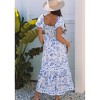 Amaryllis Women’s Smocked Bodice Midi Dress Puff Short Sleeves Tiered Skirt Square Neckline - 3 of 4
