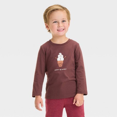 Image of Toddler Boys' Long Sleeve Chill and Sweet Graphic T-Shirt - Cat & Jack™ Mahogany 12M