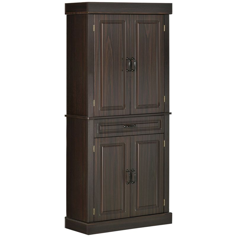 HOMCOM 71" Freestanding Kitchen Pantry with 4 Doors, and 2 Large Cabinets, Tall Storage Cabinet with Wide Drawer for Kitchen Dining Room, 4 of 7