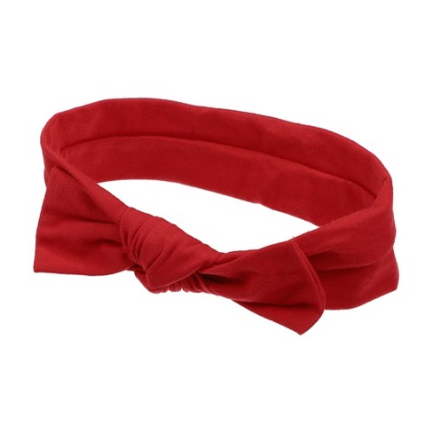 Bandana Knotted Bow Headband - Red