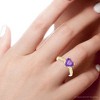 Pompeii3 7mm Amethyst Solitaire Heart Shape Leaf Accent Ring in 14k White or Yellow Gold - 3 of 4