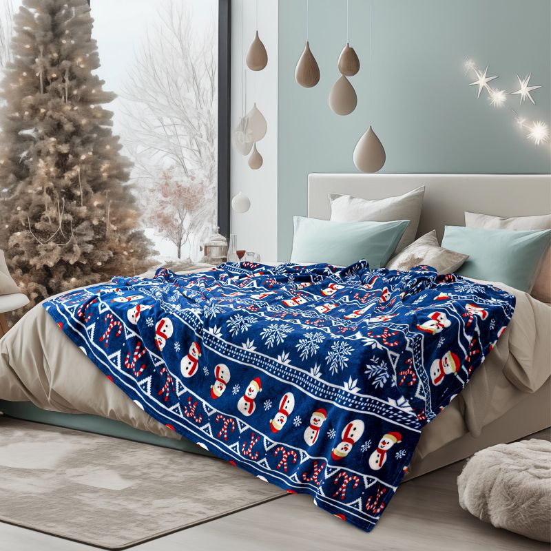 PAVILIA Premium Fleece Throw Blanket for Sofa Couch, Soft Flannel Plaid Stripe Decorative Print Blanket, 1 of 10