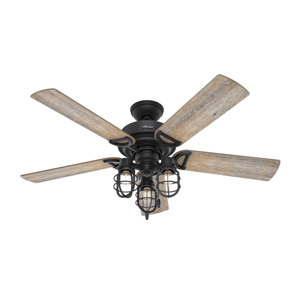 Photos - Fan 52" Starklake Damp Rated Ceiling  Iron  - Hunt(Includes LED Light Bulb)