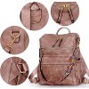 Women Backpack Purse Fashion Leather Designer Ladies Convertible School College Shoulder Bags with Colorful Strap, Pink - 4 of 4