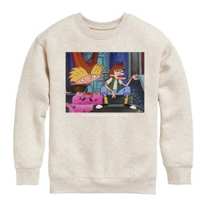 Boys' - Hey Arnold! - Stoop Kid Graphic Long Sleeve Fleece Sweatshirt - 1 of 3