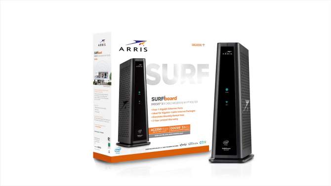 ARRIS SURFboard DOCSIS 3.1 Wi-Fi Cable Modem, Model SBG8300 (Black), 2 of 7, play video