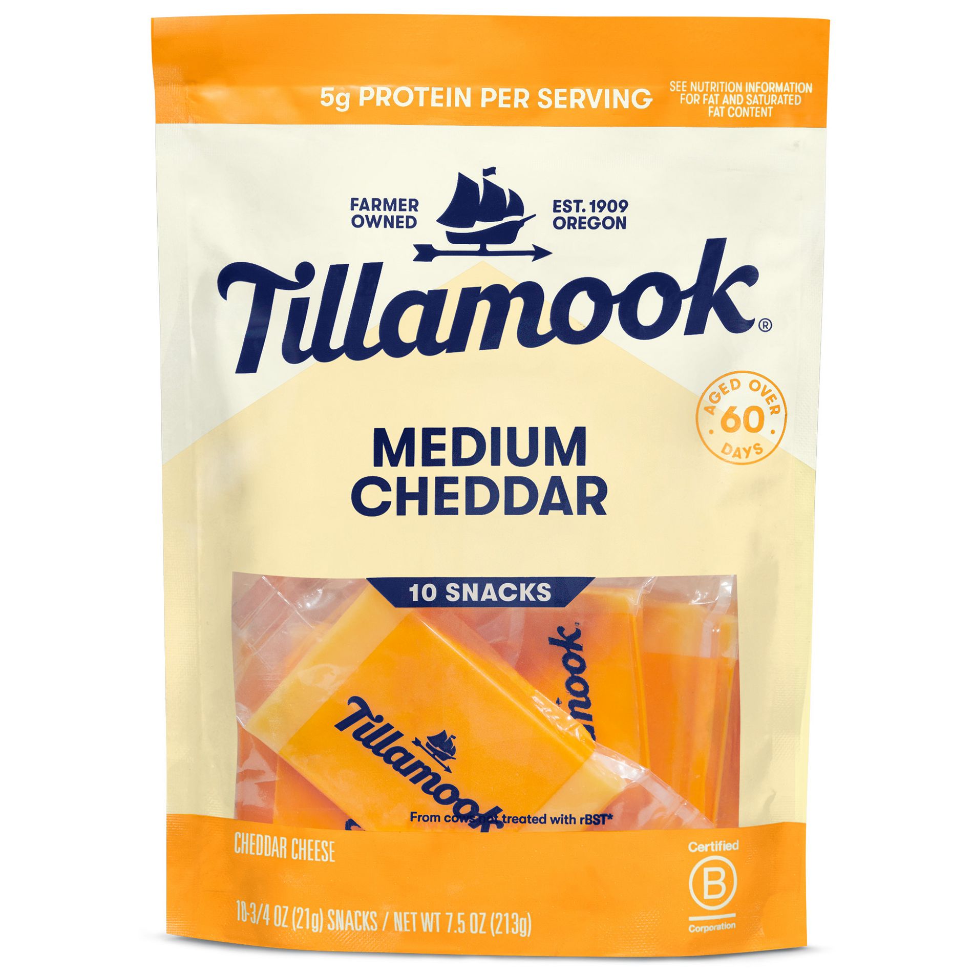 Tillamook Medium Cheddar Cheese Snack Portions - 7.5oz/10ct