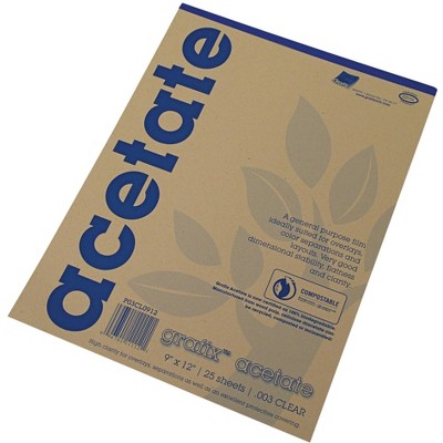 Grafix Acetate Pad, 9 x 12 Inches, Clear, 25 Sheets