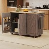Okak Kitchen Island with Geometric Twill Stripe Textured Design, Kitchen Cart with Drop Leaf and Internal Storage Rack for Kitchen, Dining Room - 3 of 4