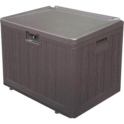 BI&SEA 35 Gallon ProPlus Lockable Resin Deck Box,Waterproof Outdoor Storage Box for Patio Furniture,Garden Tools,Brown